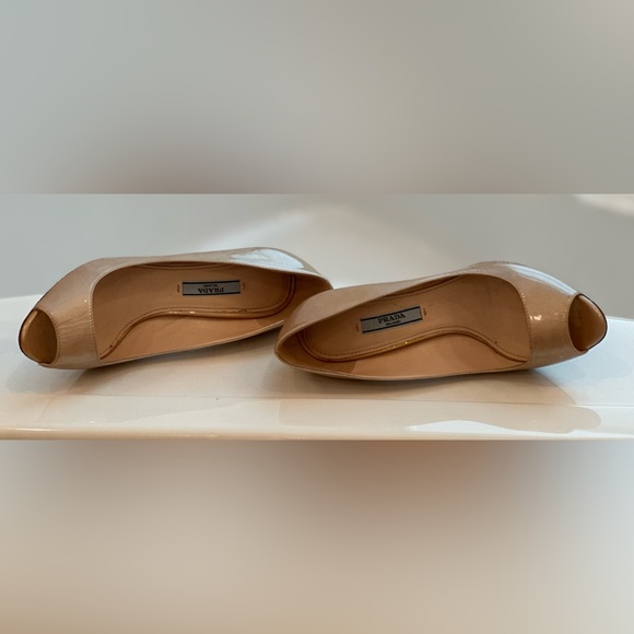 PRADA Nude Patent Leather Platform Peep Toe Pumps – Size 36, Made in Italy - Picture 3 of 5